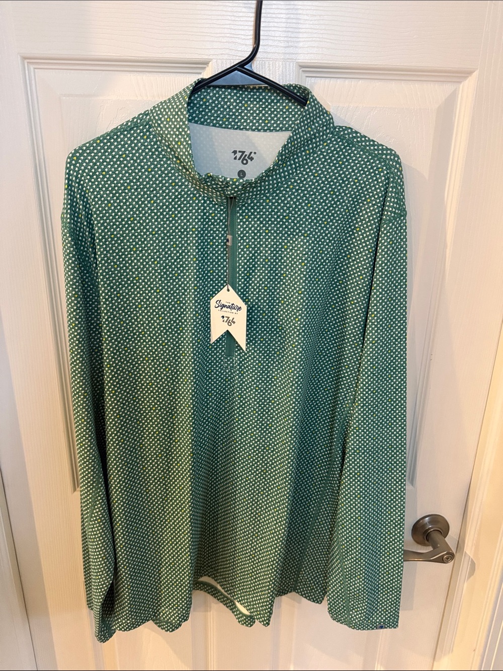 Signature 176 Men's Green Microdot Zip-Up Sweater